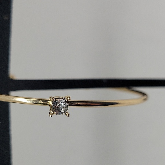 Solitare CZ Gold Tone Bangle - Picture 2 of 5